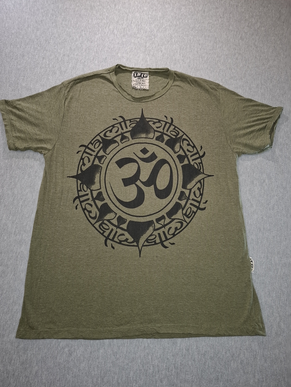 Sure Brand Women's Olive Short Sleeve Tee with Black OM Graphic